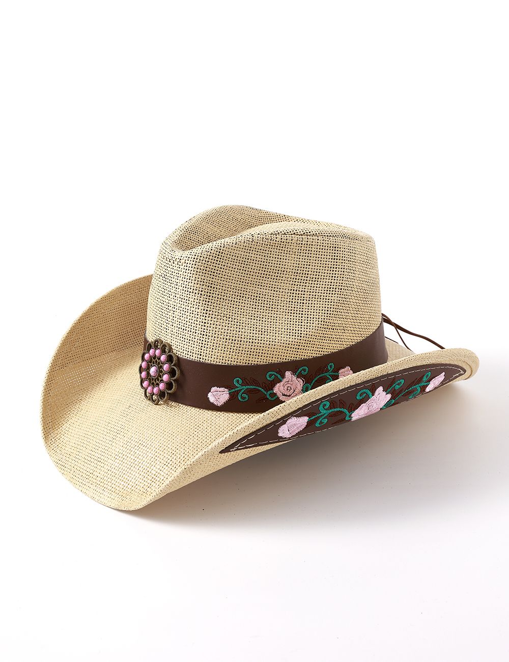 Floral Embroidery Cowboy Hat