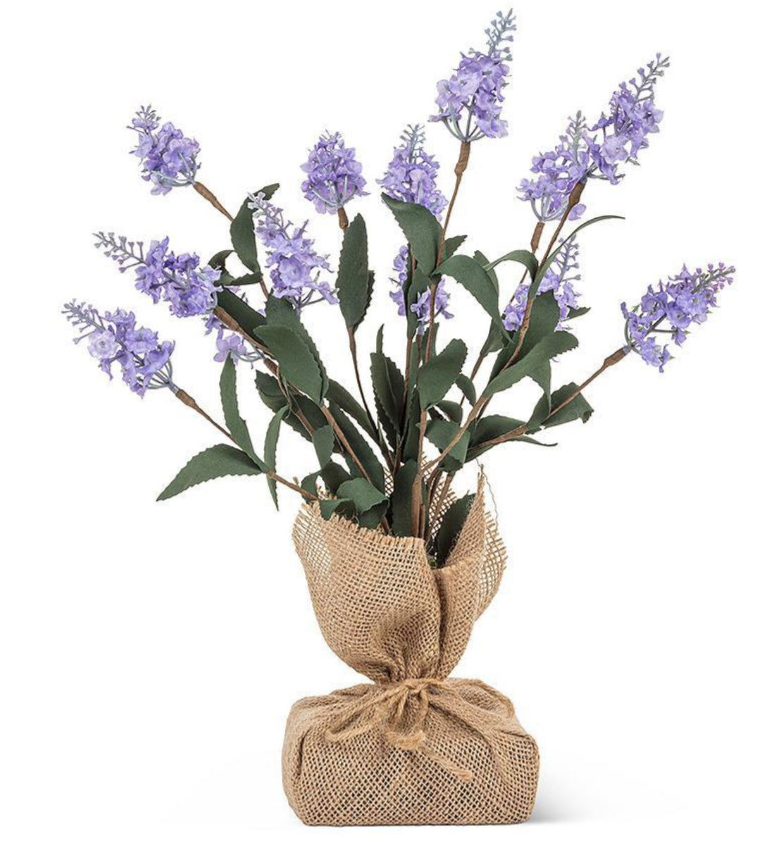 Lavender Flowers w/ Burlap Base
