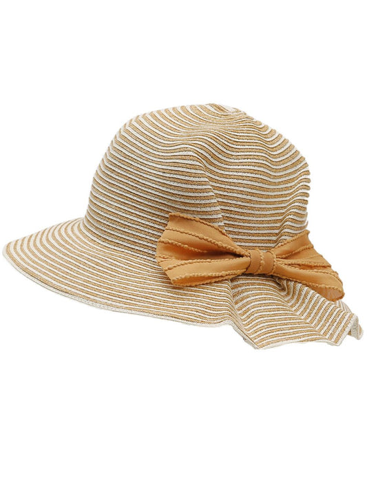 Beige Striped Sun Hat