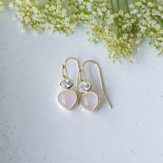 Tasia Earrings | Rose Quartz