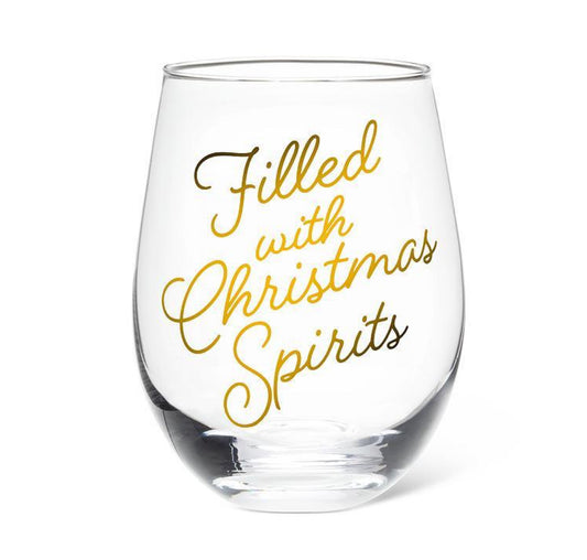 Christmas Spirits Stemless Wine Glass