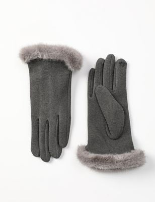 Faux Fur Cuffed Touchscreen Gloves