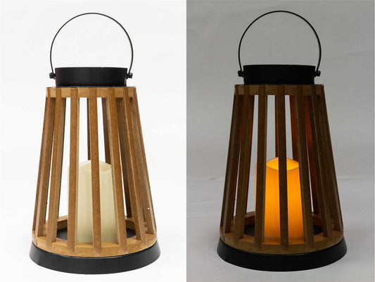 Wooden Lantern w/ LED Candle