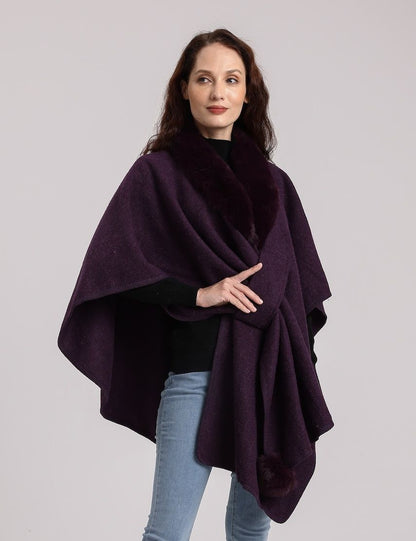 Shawl w/ Faux Fur Collar