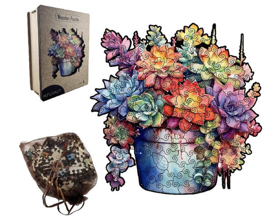 Flower Pot Wooden Puzzle