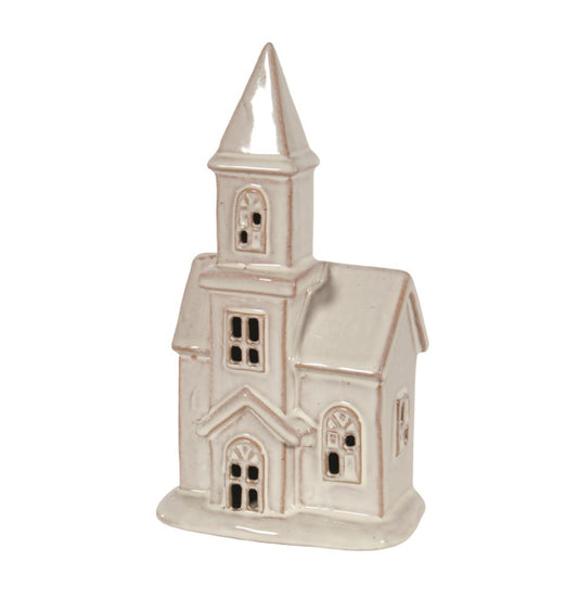 White Stoneware LED Church