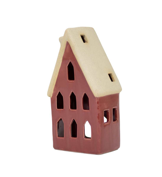 Stoneware Red House Tealight Holder