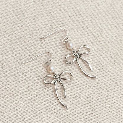 Bow Pearl Drop Earrings