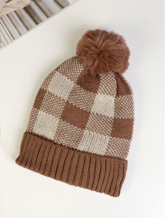 Checkered Knit Hat