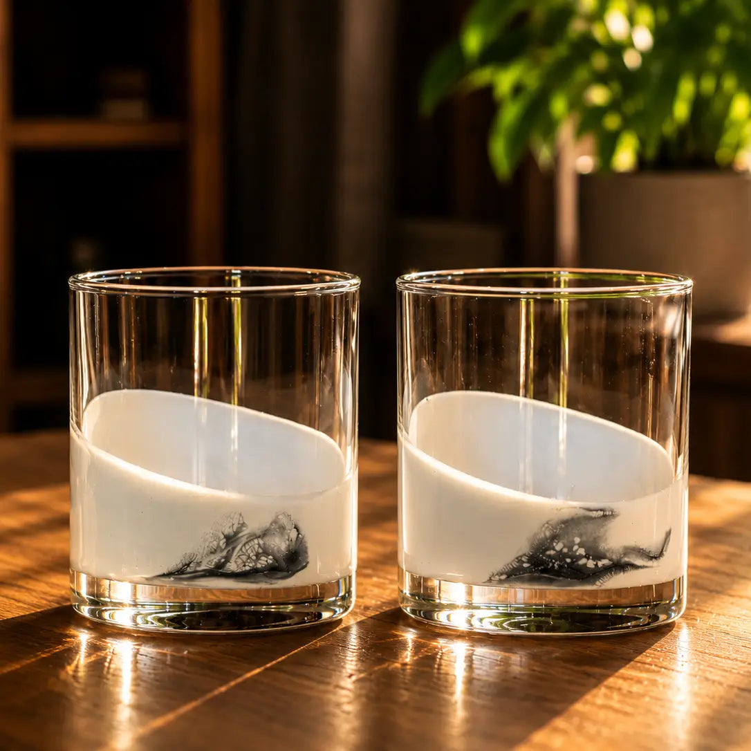 Resin Accented Whiskey Glasses | Set of 2 w/ Gift Box
