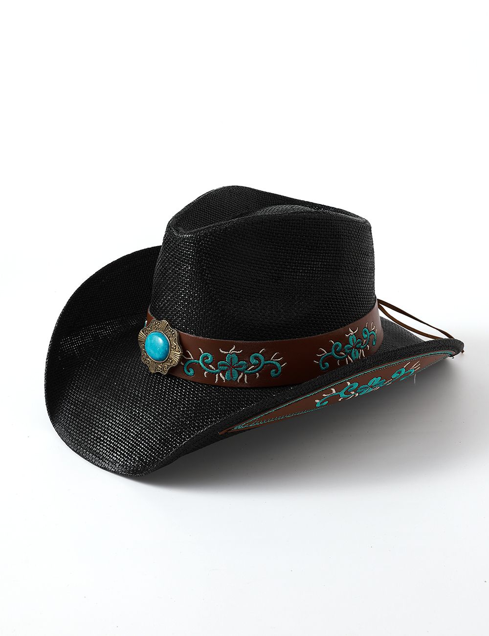 Cowboy Hat w/ Teal Embellishments