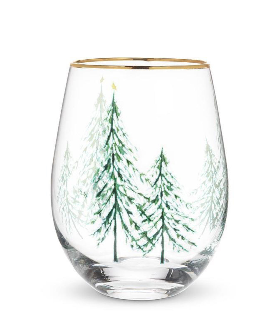 Winter Trees Stemless Wine Glass