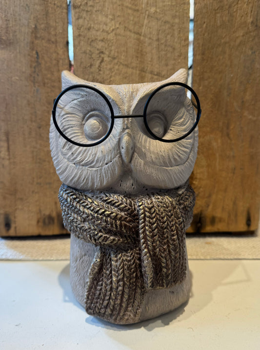 Cement Owl Vase