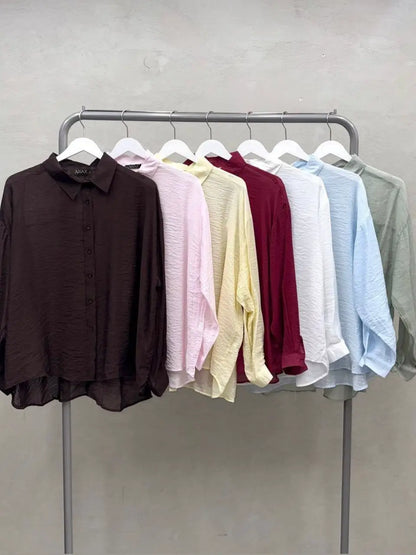 Oversized Crinkle Cotton Shirt