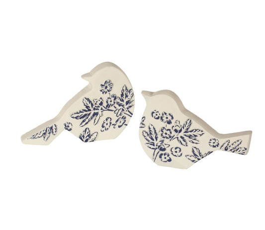 Blue Floral Embossed Birds