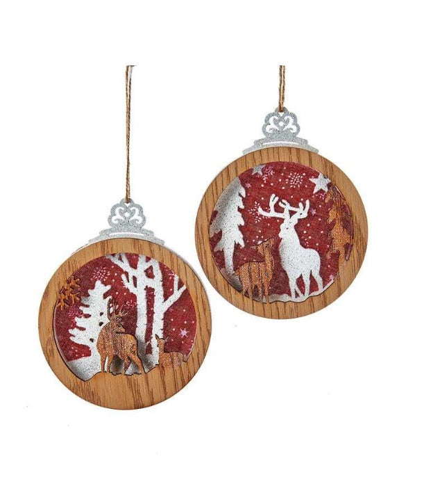 Wood/Fabric Deer Ornament