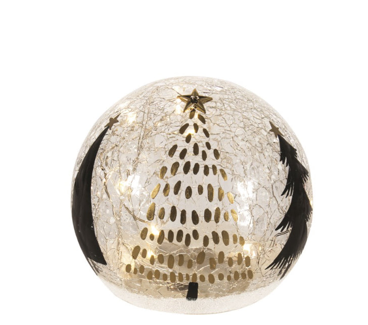 LED Black + Gold Tree Globe