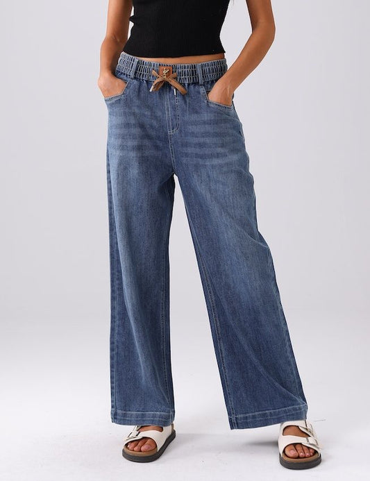 High Waisted Wide Leg Pants | Light Wash