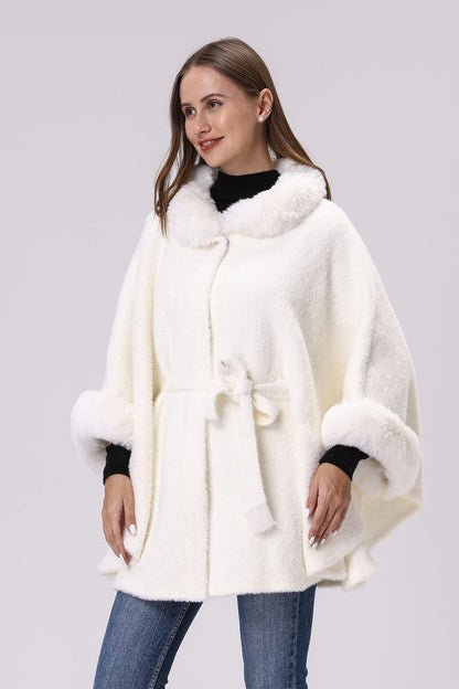 Faux Fur Belted Cape