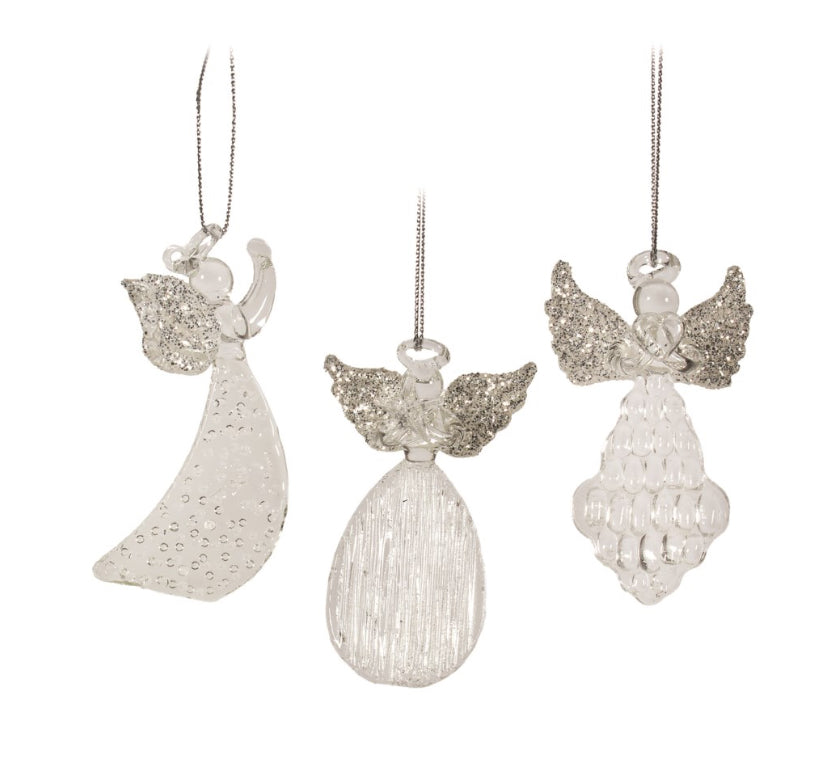 Glass Angel Ornaments | Set of 3