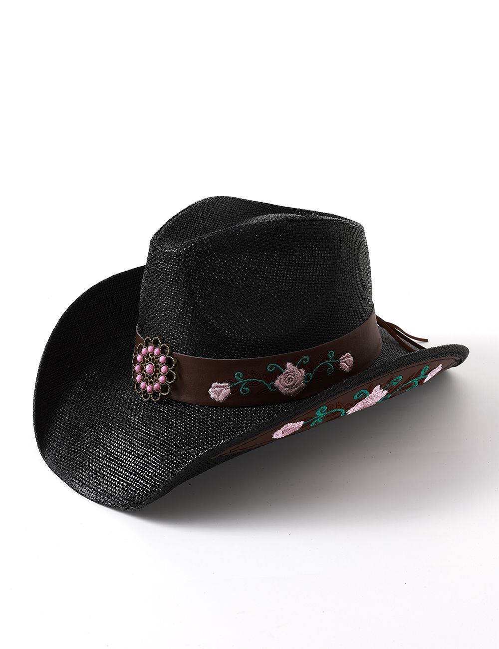 Floral Embroidery Cowboy Hat