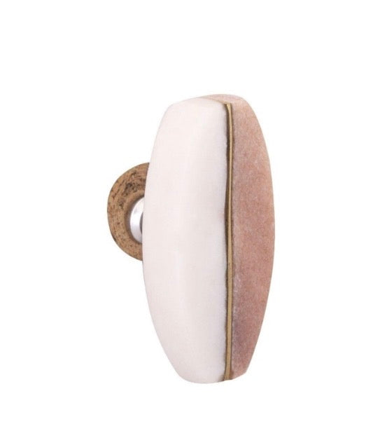 White/Pink Marble & Brass Knob