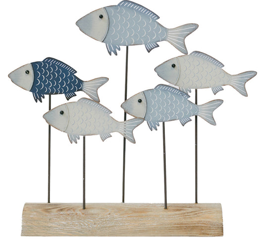 Metal Fish on Wood Base