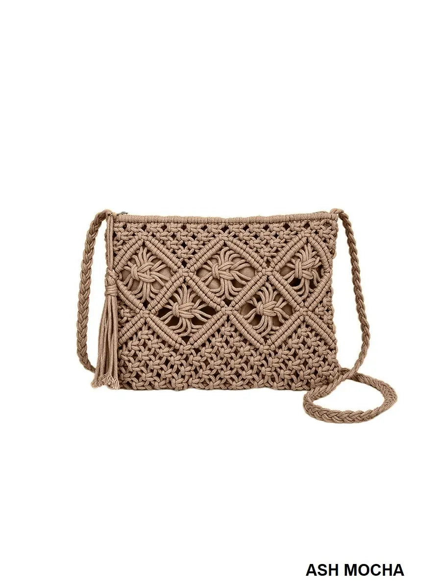 Boho Tassel Crochet Shoulder Bag