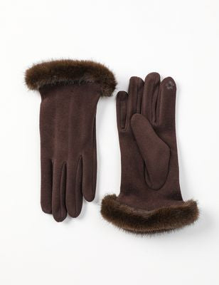 Faux Fur Cuffed Touchscreen Gloves