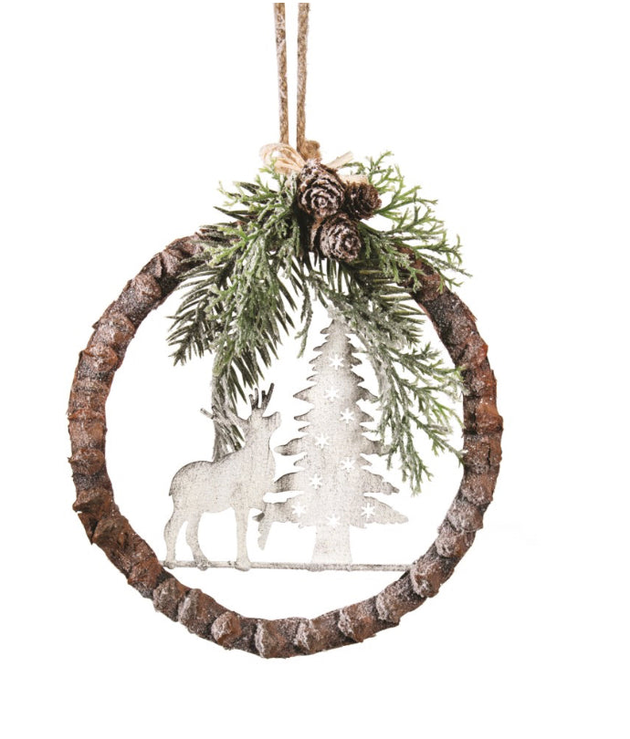 Reindeer Flocked Pinecone Ornament