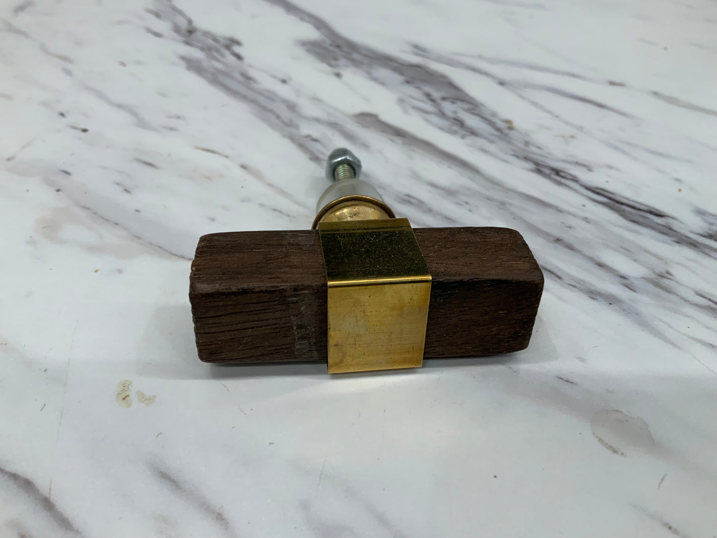 Wood/Brass Rectangular Knob