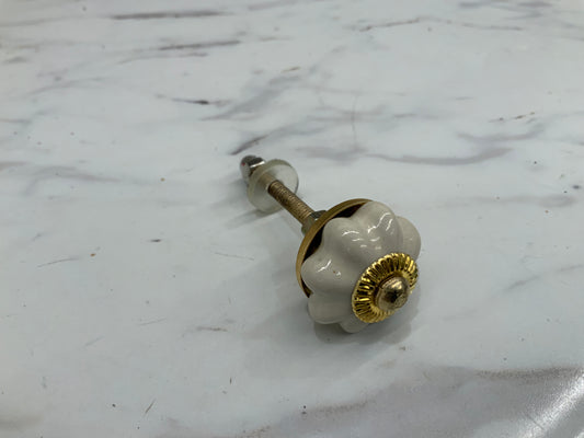 Ivory Ceramic with brass center knob