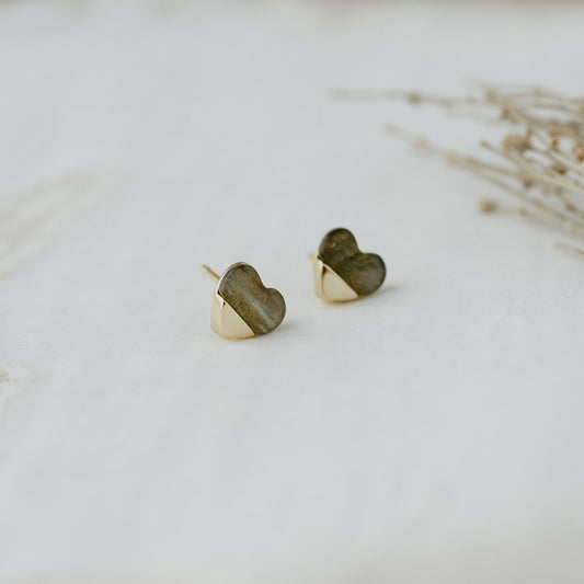 Full Heart Studs | Labradorite