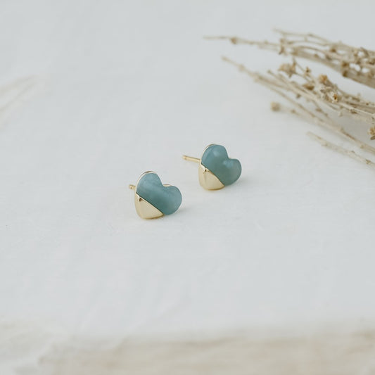 Full Heart Studs | Amazonite