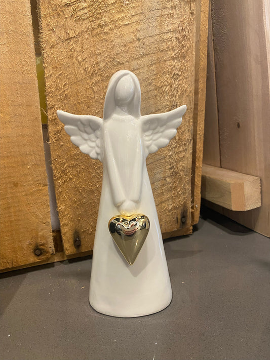 Ceramic Angel w/ Gold Heart