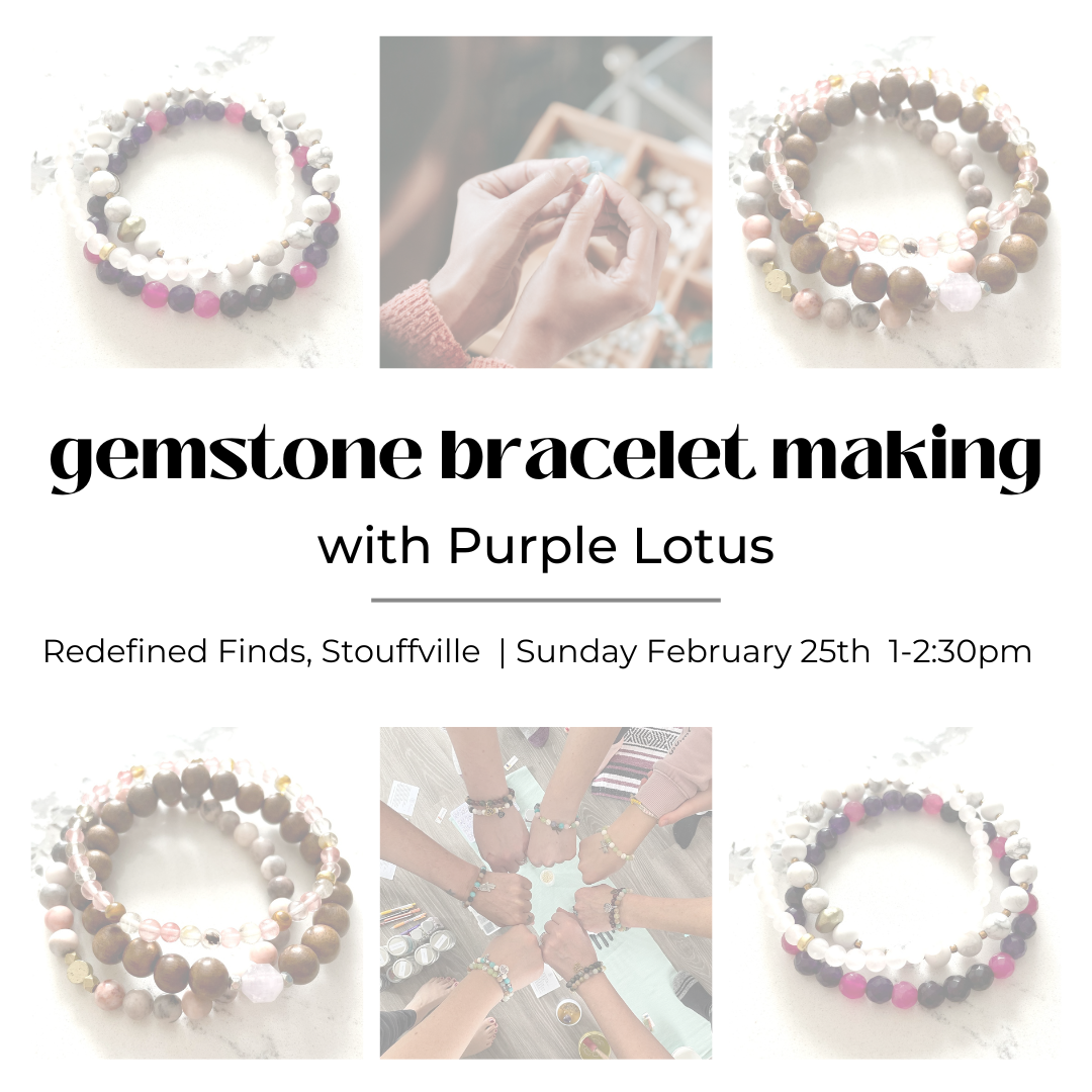 Gemstone Bracelet Making with Purple Lotus Feb 25th