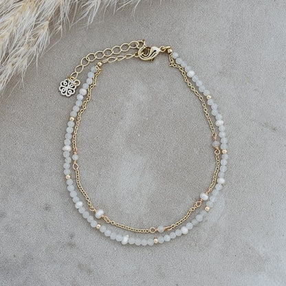 Bethany Bracelet | White Moonstone + White Pearl
