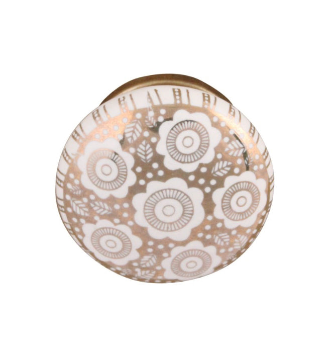 Silver & White Flower Pattern Knob